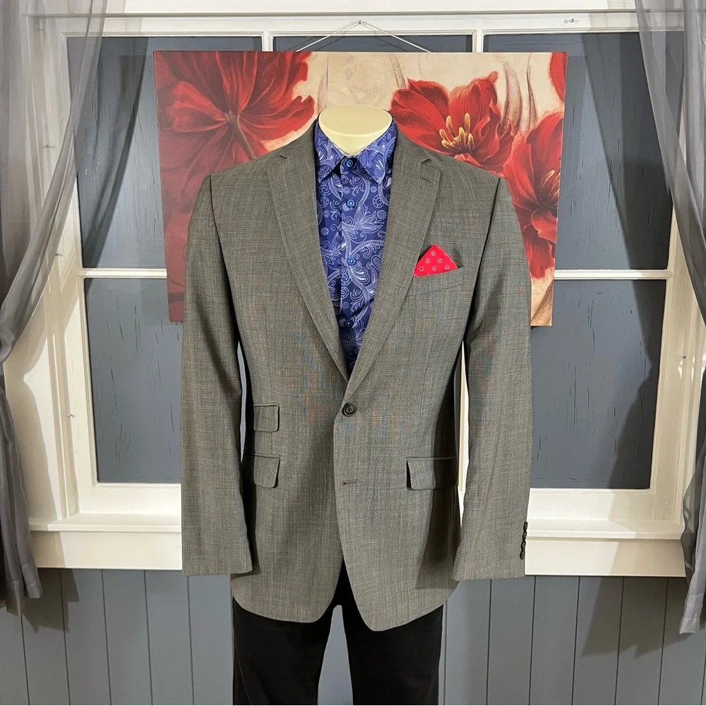 Calvin Klein Blazer Jacket Sport‎ Coat Mens 40R Wool Gray